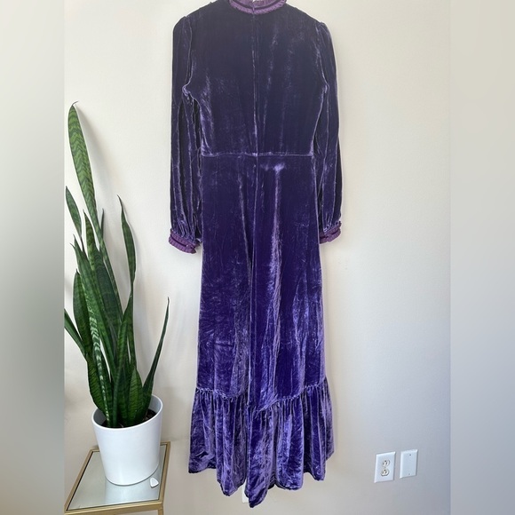 LISOU Gig Ruffle Long Sleeve violet purple Velvet Dress 6 NWT - Picture 11 of 14